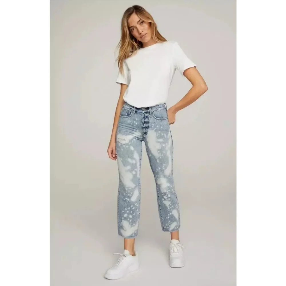 GOOD AMERICAN Good Vintage Released Waistband Jeans Bleach Blue 6